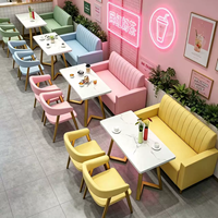 Combinaison Table-Chaise de Restaurant Commercial Personnalisable, Design Moderne, Construction en Bois Durable, Rose, pour Cafés et Fast-Food