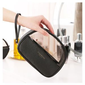 Lot de 3 trousses de toilette transparentes givrées imperméables en PU pour maquillage - Product Image 4