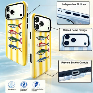 <span class=keywords><strong>Funda</strong></span> Protectora Rígida para iPhone 18 con Diseño Retro de Peces Acuáticos, Patrón Intercambiable, Recortes Precisos y Protección Contra Impactos - Product Image 1