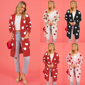 2025 Europeo Americano para <span class=keywords><strong>Amazon</strong></span> nuevo Día de San Valentín amor cárdigan de <span class=keywords><strong>punto</strong></span> cuello en V <span class=keywords><strong>chaqueta</strong></span> de longitud media <span class=keywords><strong>Chaqueta</strong></span> larga de Invierno para <span class=keywords><strong>mujer</strong></span> - Product Image 2