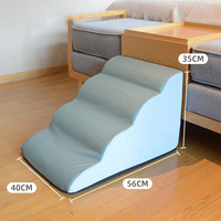 Escalier pour chien Escalier pour animaux de compagnie Escalier pour chien 5 marches Gris microfibre rempli de mousse en cuir imperméable Escaliers en éponge pour animaux de compagnie