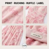 Jupe en mousseline de soie à imprimé floral rose pour femmes, mode féminine, fabricant de vêtements sur mesure OEM ODM, vente en gros