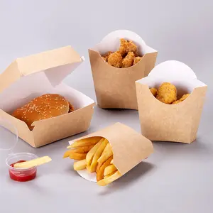 Nehmen Sie Lebensmittel boxen Pommes Frites gebratenes Huhn Fisch und Chips Kraft papier Lebensmittel verpackungs box