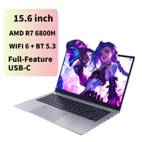 NUC Pantalla IPS de 15,6 pulgadas WIFI 6 + BT 5,3 AMD R7 6800H Oficina Full-Feature Tipo C USB 3,2 RJ45 Windows 11 DDR5 64GB Computadora portátil