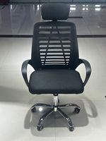 Chaise de bureau exécutive ergonomique moderne en tissu maillé, avec appui-tête fixe, dossier respirant, base chromée et hauteur réglable