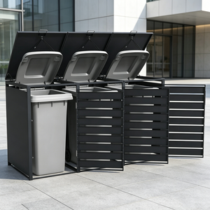 <span class=keywords><strong>Abri</strong></span> pour <span class=keywords><strong>poubelles</strong></span> extérieures en aluminium moderne, anti-rouille, triple, pour <span class=keywords><strong>3</strong></span> <span class=keywords><strong>poubelles</strong></span>, pour bâtiments résidentiels - Product Image 3