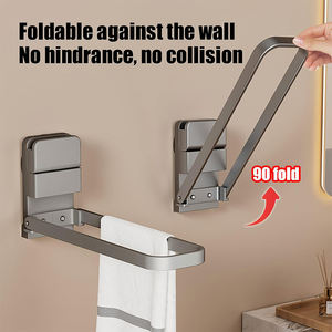 Petit porte-serviettes mural pliable à ventouse pour salle de bain et cuisine, support pour serviettes et essuie-mains - Product Image 2