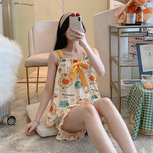 Pijama de manga corta con patrón diverso de verano para mujer 2 conjuntos - Product Image 3