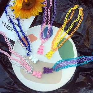 Women Girls Punk Hip Hop Resin <strong>Gummy</strong> <strong>Bear</strong> <strong>Necklaces</strong> Colorful Acrylic Link Chain With Cute Jelly <strong>Bear</strong> Charms Layer <strong>Necklaces</strong> - Product Image 4