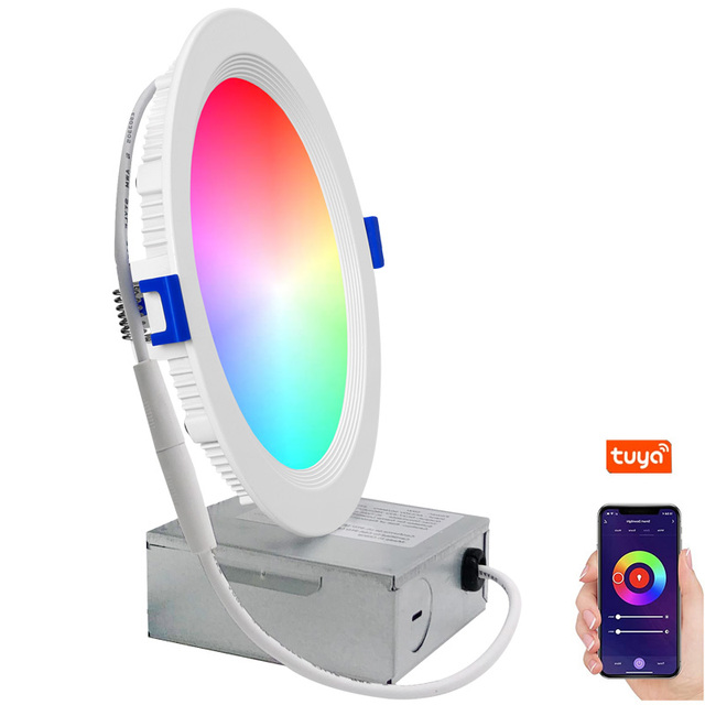 RGB Ceiling Downlight Smart Ultra Slim Downlight Bedroom Lights Wifi LED 6 Inch Adjustable Selectable Color Light