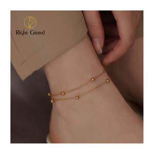 डबल परत सोना मढ़वाया पायल चूड़ी पैर गहने समुद्र तट मोती पायल कंगन स्टेनलेस स्टील के गहने महिलाओं के लिए - Product Image 1