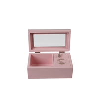 Boîte à musique en bois rose personnalisée avec miroir intégré, étui en bois pour cadeau d'anniversaire et de Saint-Valentin pour femmes
