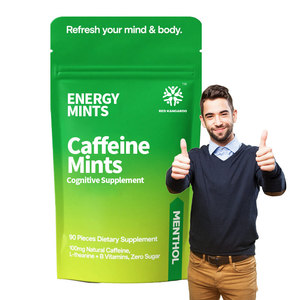 Fabricante OEM de Balas de Cafeína para Redução de Estresse em Adultos, Sabor de Menta Fresca, Fórmula Sem Açúcar, Balas Energéticas - Product Image 1