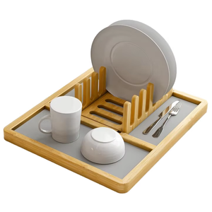 Nouveau Tapis de Séchage Élégant en <span class=keywords><strong>Bambou</strong></span> et Pierre, Super Absorbant en Terre de Diatomée, Conception Détachable, Séchage Rapide pour Vaisselle - Product Image 6