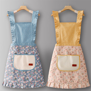 2023 nuovo simpatico stile principessa in cotone bavaglino da cucina abiti da lavoro con cinturino da donna per uso domestico tela invernale celebrità Internet - Product Image 1