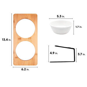 Comedouro Elevado para Cães e Gatos com Tigela de Cerâmica Inclinada em 15° e Suporte de Bambu – Preço Baixo - Product Image 2