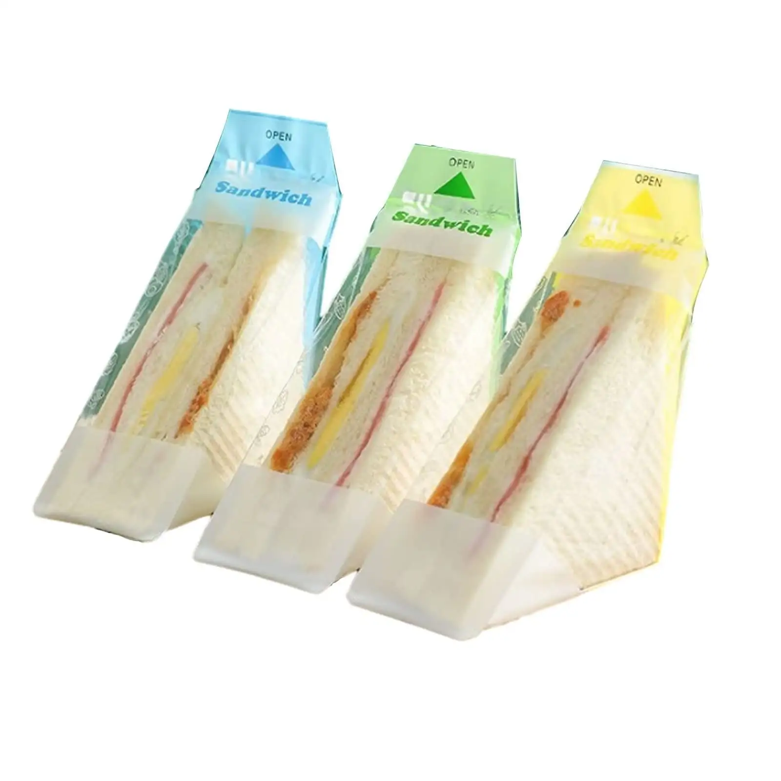 Custom Logo Printed Disposable Clear Transparent Bopp Opp Triangle Food Sandwich Plastic Storage Packaging Bag Bags For Sandwich