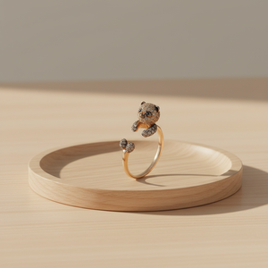 Bague populaire en or massif 18 carats avec diamant naturel véritable brillant, design minimaliste exquis en forme de panda, bijou de vente en gros - Product Image 2