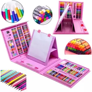 208 Buah Set Kotak Alat Tulis Seni Gambar Set Pensil Seni Set Pena Gambar untuk Perlengkapan Seni Menggambar Seniman Cat Air