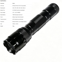 Lampe torche LED UVC haute puissance 5W - 254nm/275nm/295nm/310nm/320nm/340nm, torche UV, indice de protection IP66, batterie rechargeable, aluminium, camping