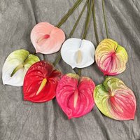 Tiges d'Anthurium Artificielles DKB Real Touch Multicolores en PU, Fausses Fleurs de Flamant Rose pour Décoration Florale Mariage et Maison, Vente en Gros