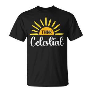 Camiseta Think Celestial negra de manga corta con diseño unisex - Product Image 1