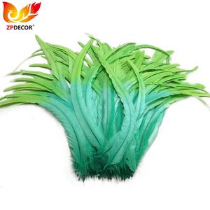 ZPDECOR - Plumas de <span class=keywords><strong>Gallo</strong></span> Coque al por Mayor, 35-40 cm, Teñidas de Turquesa con Verde Lima, para Disfraces de Samba y Carnaval - Product Image 1