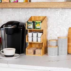 Mind Reader Bamboo Desktop Organizer 3 Tier Wooden <b>Storage</b> Rack For Snacks Tea Coffee <b>File</b> Trays - Product Image 5