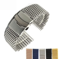 18/20/22/24mm Tali Jam Tangan Jaring Hiu Gelang Jam Tangan