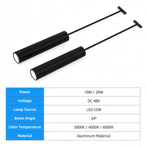 Spot lumineux <span class=keywords><strong>magnétique</strong></span> sur <span class=keywords><strong>rail</strong></span> LED COB moderne en aluminium noir, spectre complet 98 48V - Product Image 2