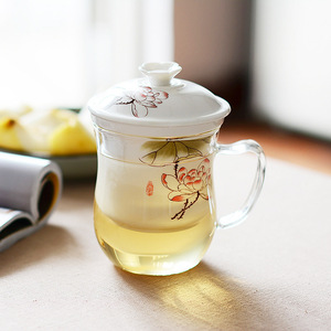 Taza para infusiones de vidrio de borosilicato, fabricante de <span class=keywords><strong>fuentes</strong></span>, con filtro de cerámica y tapa de cerámica - Product Image 4