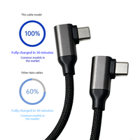 Câble de données tressé Type-C double face incliné 65W avec deux connecteurs en L, charge rapide, pour Android et Apple