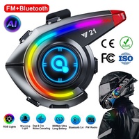 Casque de moto Y21 avec écouteurs Bluetooth, assistant vocal IA et lumière SOS, étanche IP6, prise en charge de la radio FM et de l'audio
