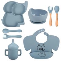 Vaisselle en forme d'éléphant pour enfants, tapis de plaque d'aspiration alimentaire, ensemble d'alimentation en Silicone, bol pour bébé, ensemble d'alimentation