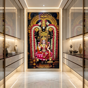 Wholesale Custom <b>Framed</b> Wall Art Lord Venkateswara Lakshmi Hindu Goddess Print Puja LED Crystal Porcelain <b>painting</b> Home Decor - Product Image 6