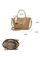 Sac fourre-tout grande capacité en cuir PU grain litchi pour femme, idéal pour les trajets quotidiens