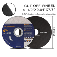 Disque de découpe abrasif OEM haute performance, à maille simple, renforcé, à liant résineux, pour meuleuse d'angle (3 à 9 pouces)