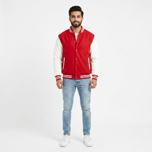 Best FINER THREADS Vintage Varsity <b>Jackets</b> <b>White</b> <b>Men</b> Custom Print Embroidery Wool/Polyester Breathable Stand Collar <b>Jacket</b> - Product Image 1