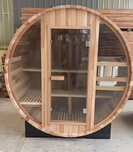 HELIUS lusso legno massello cedro sauna tradizionale a vapore 2-6 persone panoramico vetro marrone grandi dimensioni barile sauna per <span class=keywords><strong>spa</strong></span> benessere - Product Image 3