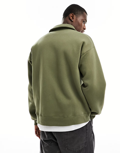 <span class=keywords><strong>Felpa</strong></span> a maniche lunghe oversize da uomo <span class=keywords><strong>con</strong></span> collo a <span class=keywords><strong>Polo</strong></span> 80 in cotone 20 poliestere per <span class=keywords><strong>Polo</strong></span> - Product Image 4