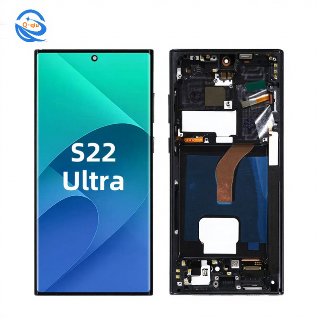 Original Replacement Glass Frame AMOLED Display Assembly for S22 Ultra 1 Year Warranty 400cd+ Luminance Mobile Phone