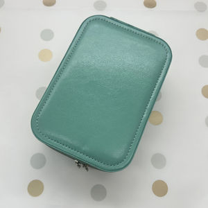 Trousse de maquillage portable en cuir YRX, étui de voyage pour bijoux et cosmétiques, trousse de maquillage personnalisée verte avec miroir LED - Product Image 6