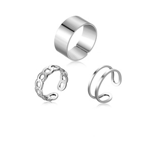Silver Plated Ring For Men Geometric Open Design Stackable Index Finger Ring Korean Style Gift Jewelry - Product Image 5