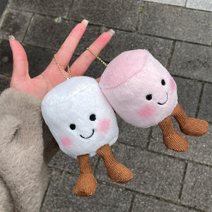 Cute Marshmallow Plush Toy Keychain <b>Cartoon</b> Soft Stuffed Doll Pendant Key <b>Ring</b> Backpack Decoration Pendant - Product Image 2