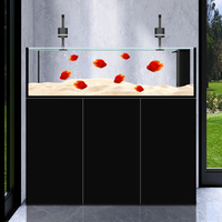 Aquarium sur pied en verre ultra-transparent avec pompes à eau et filtration par le fond, grand modèle pour la maison