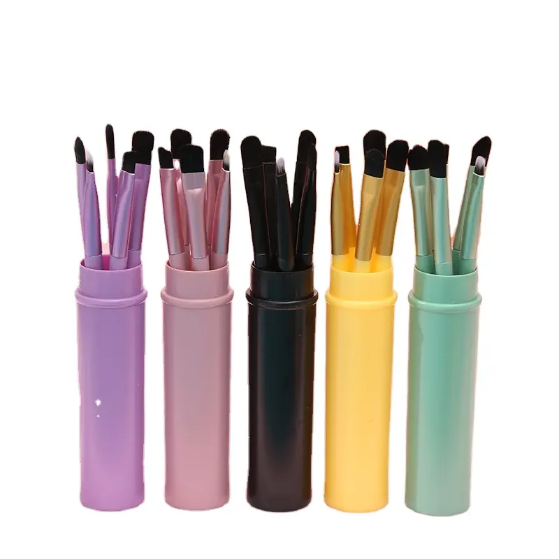 Travel Makeup Brushes Set 5Pcs Portable Small cosmetic Brush for Women Mini Kit Cute for Face Eye Eyebrow blusher brush