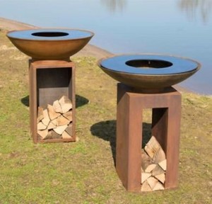 Brasero de Acero Corten para Exteriores con Parrilla para Barbacoa de Madera - Product Image 5