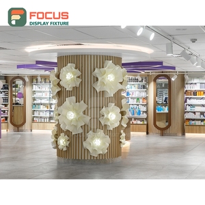 Bespoke Shop Interior Brushed Stainless Steel <b>Wall</b> Display Commercial Interior Design Cosmetic Display Cabinet - Product Image 3