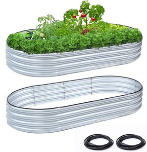 Kit de jardinières surélevées ovales en acier galvanisé, style américain, durable et écologique, pour légumes et fruits, de la marque Outdoor Guard Silver - Product Image 4