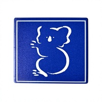 Sous-verre carré en céramique, motif animaux australiens (Kangourou, Koala, Échidne), bleu, design contemporain, vente en gros usine